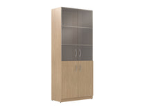 FULL HEIGHT CABINET MADE IN E1 LAMINATE CHIPBOARD WITH UPPER GLASS AND LOWER WOODEN SWING DOOR