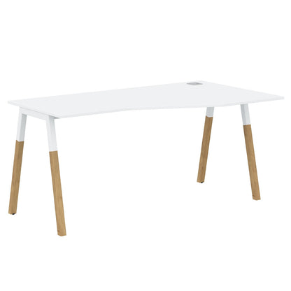 EXECUTIVE MODERN DESIGN L SHAPE DESK, MADE IN E1 LAMINATE CHIPBOPARD, WITH SLANTED SHAPE METAL/WOODEN LEGS
