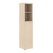 FULL HEIGHT CABINET, MADE IN E1 LAMINATE CHIPBOARD, WITH OPEN SHELVES AND WOODEN SWING DOOR