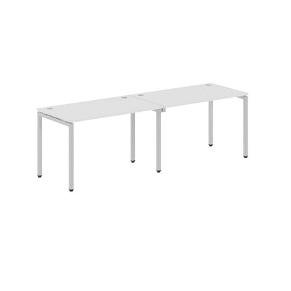 RECTANGULAR SHAPE CLUSTER OF 02 WORKSTATION MADE IN 25MM MFC TOP, E1 LAMINATE CHIPBOARD WITH WOODEN MODESTY PANEL 40X40MM METAL U SHAPE FRAMES