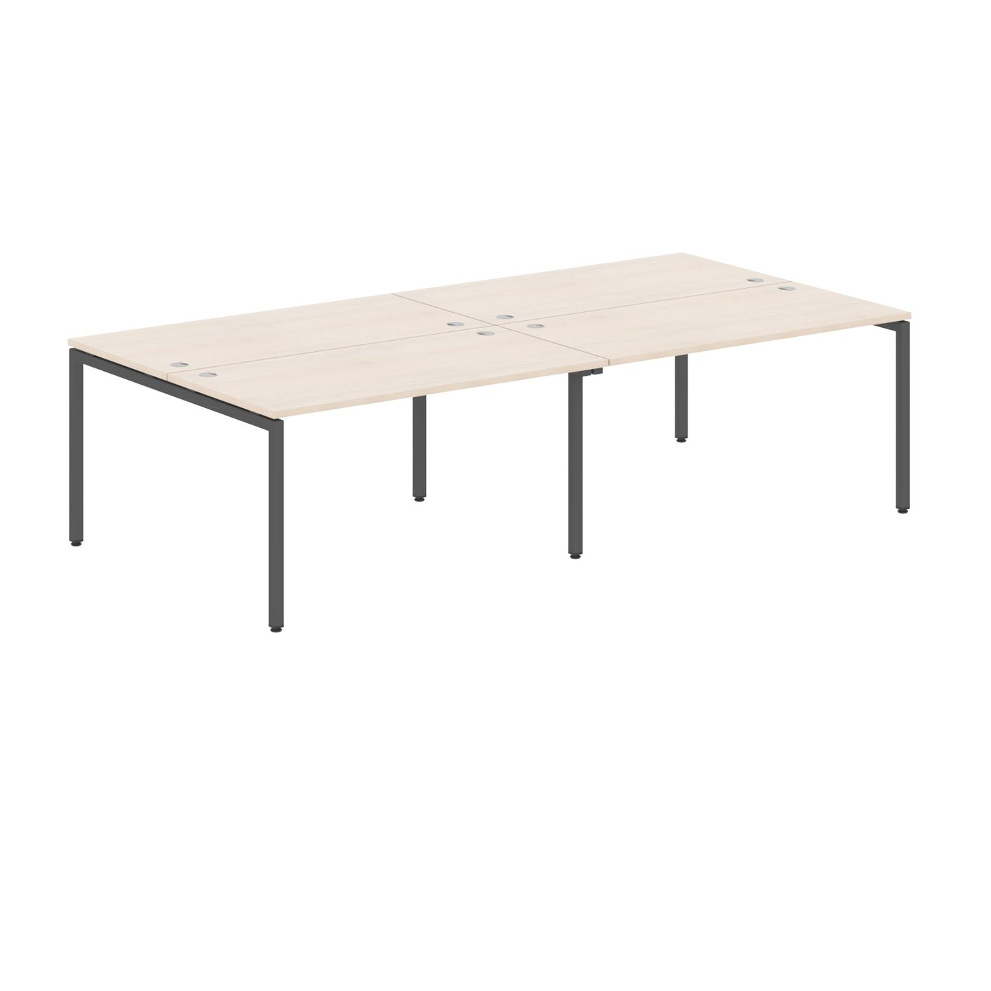 RECTANGULAR SHAPE CLUSTER OF 04 WORKSTATION MADE IN 25MM MFC TOP, E1 LAMINATE CHIPBOARD WITH WOODEN MODESTY PANEL 40X40MM METAL U SHAPE FRAMES