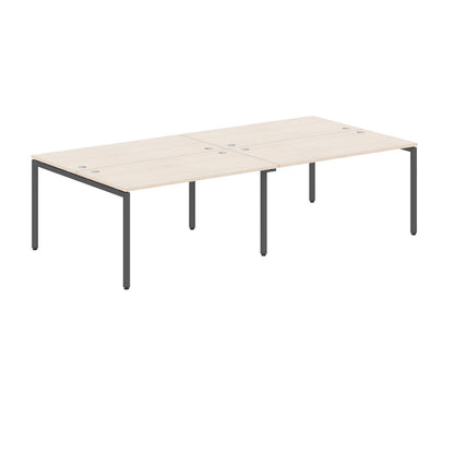 RECTANGULAR SHAPE CLUSTER OF 04 WORKSTATION MADE IN 25MM MFC TOP, E1 LAMINATE CHIPBOARD WITH WOODEN MODESTY PANEL 40X40MM METAL U SHAPE FRAMES