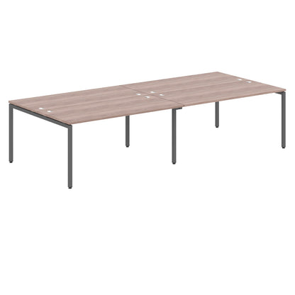 RECTANGULAR SHAPE CLUSTER OF 04 WORKSTATION MADE IN 25MM MFC TOP, E1 LAMINATE CHIPBOARD WITH WOODEN MODESTY PANEL 40X40MM METAL U SHAPE FRAMES