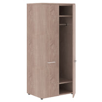 FULL HEIGHT WARDROBE, MADE IN E1 LAMINATE CHIPBOARD, WITH WOODEN SWING DOORS