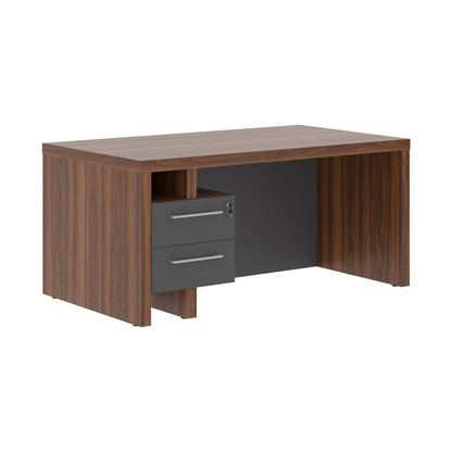 HIGH EXECUTIVE RECTANGULAR SHAPE DESK, MADE IN E1 LAMINATE CHIPBOARD, WITH FULL WOODEN MODESTY PANEL AND LEGS, INCLUDING WITH ATTACHED DRAWERS