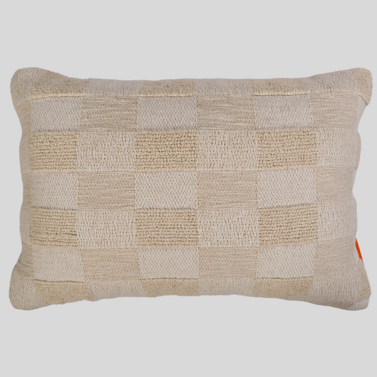 Beige Bliss Checkered Handwoven Cushion Covers, 40 x 60 cm