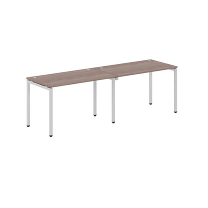 RECTANGULAR SHAPE CLUSTER OF 02 WORKSTATION MADE IN 25MM MFC TOP, E1 LAMINATE CHIPBOARD WITH WOODEN MODESTY PANEL 40X40MM METAL U SHAPE FRAMES