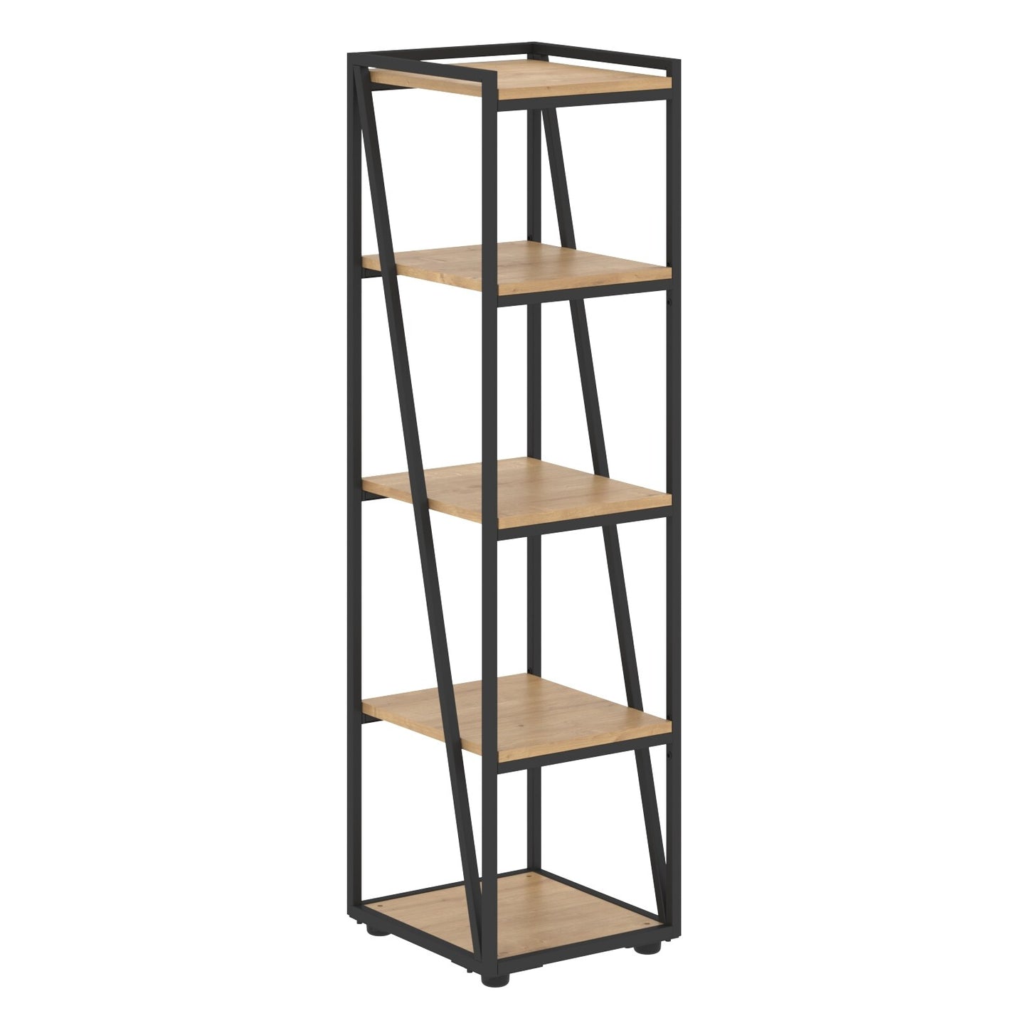 FULL HEIGHT WOODEN OPEN SHELVES WITH METAL FRAMES, MADE IN E1 LAMINATE CHIPBOARD