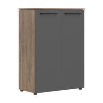 EXECUTIVE LOW HEIGHT CABINET, MADE IN E1 LAMINATE CHIPBOARD, WITH WOODEN SWING DOORS