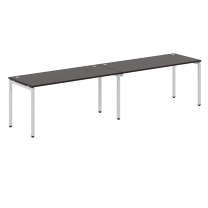RECTANGULAR SHAPE CLUSTER OF 02 WORKSTATION MADE IN 25MM MFC TOP, E1 LAMINATE CHIPBOARD WITH WOODEN MODESTY PANEL 40X40MM METAL U SHAPE FRAMES