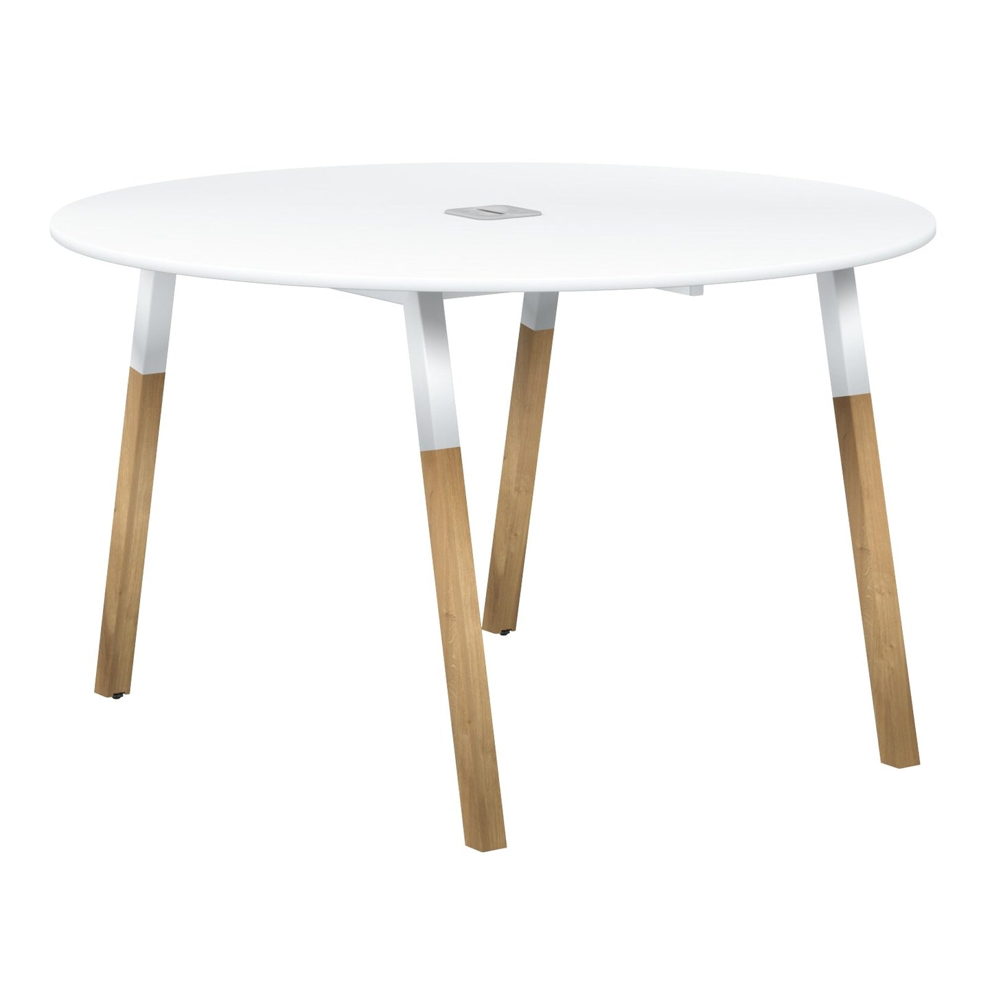 EXECUTIVE MODERN DESIGN ROUNDED SHAPE MEETING DESK, MADE IN E1 LAMINATE CHIPBOPARD, WITH SLANTED SHAPE METAL/WOODEN LEGS