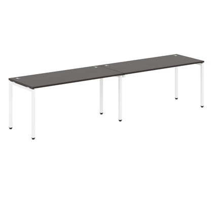 RECTANGULAR SHAPE CLUSTER OF 02 WORKSTATION MADE IN 25MM MFC TOP, E1 LAMINATE CHIPBOARD WITH WOODEN MODESTY PANEL 40X40MM METAL U SHAPE FRAMES