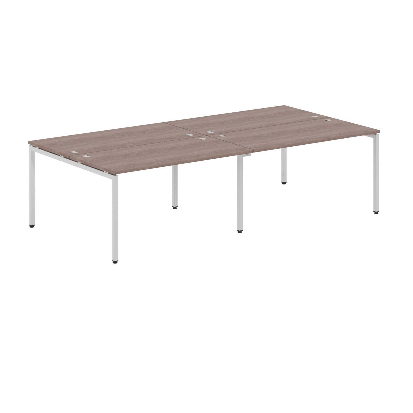 RECTANGULAR SHAPE CLUSTER OF 04 WORKSTATION MADE IN 25MM MFC TOP, E1 LAMINATE CHIPBOARD WITH WOODEN MODESTY PANEL 40X40MM METAL U SHAPE FRAMES