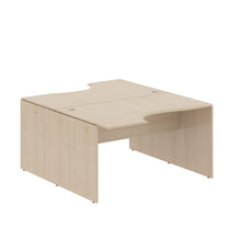 L SHAPE CLUSTER OF 02 WORKSTATION, MADE IN E1 LAMINATE CHIPBOPARD, WITH WOODEN MODESTY PANEL AND LEGS