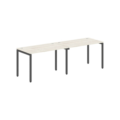 RECTANGULAR SHAPE CLUSTER OF 02 WORKSTATION MADE IN 25MM MFC TOP, E1 LAMINATE CHIPBOARD WITH WOODEN MODESTY PANEL 40X40MM METAL U SHAPE FRAMES
