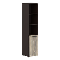 EXECUTIVE FULL HEIGHT CABINET, MADE IN E1 LAMINATE CHIPBOARD, WITH UPPER OPEN SHELVES AND LOWER WOODEN SWING DOOR