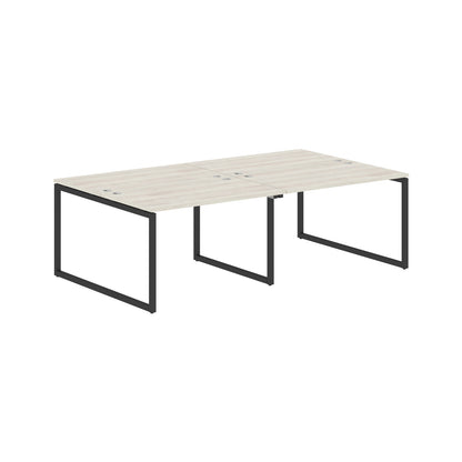 RECTANGULAR SHAPE CLUSTER OF 04 WORKSTATION MADE IN 25MM MFC TOP, E1 LAMINATE CHIPBOARD WITH WOODEN MODESTY PANEL 40X40MM METAL O SHAPE FRAMES