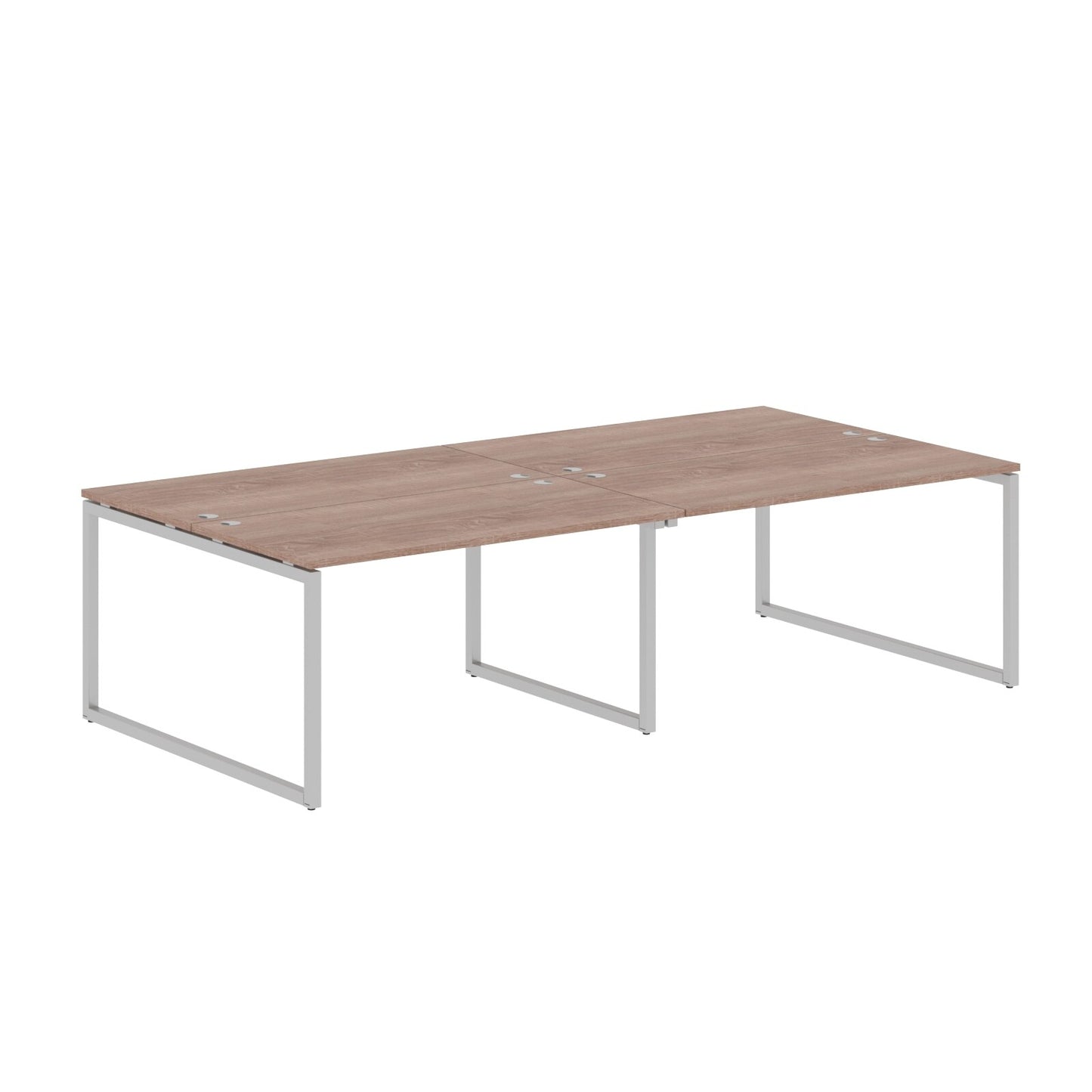 RECTANGULAR SHAPE CLUSTER OF 04 WORKSTATION MADE IN 25MM MFC TOP, E1 LAMINATE CHIPBOARD WITH WOODEN MODESTY PANEL 40X40MM METAL O SHAPE FRAMES