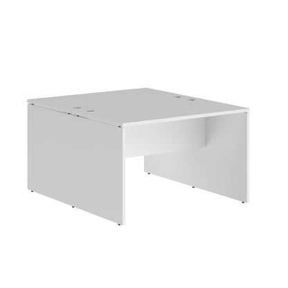 RECTANGULAR SHAPE CLUSTER OF 02 WORKSTATION, MADE IN E1 LAMINATE CHIPBOPARD, WITH WOODEN MODESTY PANEL AND LEGS