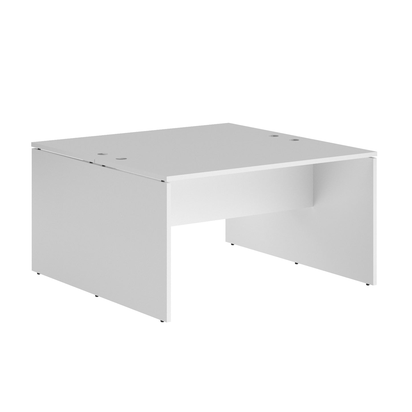 RECTANGULAR SHAPE CLUSTER OF 02 WORKSTATION, MADE IN E1 LAMINATE CHIPBOPARD, WITH WOODEN MODESTY PANEL AND LEGS