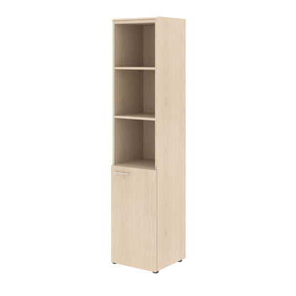 FULL HEIGHT CABINET MADE IN E1 LAMINATE CHIPBOARD WITH OPEN SHALVES AND WOODEN SWING DOORS