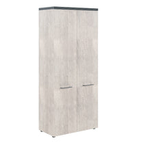 HIGH EXECUTIVE FULL HEIGHT WARDROBE MADE IN E1 LAMINATE CHIPBOARD WITH WOODEN SWING DOOR AND GLOSSY ACRYLIC 3D 2MM EDGES