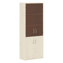 FULL HEIGHT CABINET, MADE IN E1 LAMINATE CHIPBOARD, WITH UPPER GLASS AND WOODEN SWING DOORS