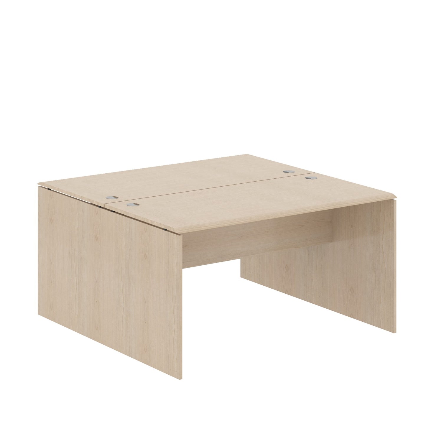 RECTANGULAR SHAPE CLUSTER OF 02 WORKSTATION, MADE IN E1 LAMINATE CHIPBOPARD, WITH WOODEN MODESTY PANEL AND LEGS