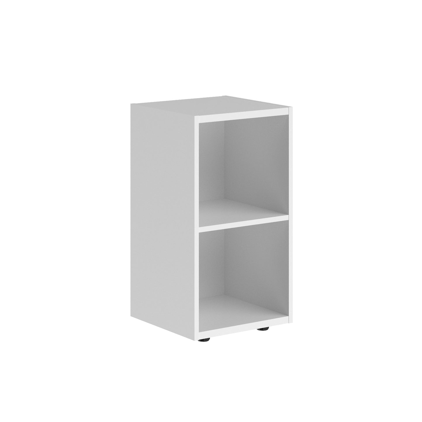 LOW HEIGHT CABINET, MADE IN E1 LAMINATE CHIPBOARD, WITH OPEN SHELVES