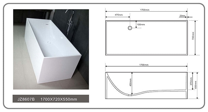 67 Inch High Quality Square Freestanding Solid Surface Tub JZ8607 by Jingzun | Souqify