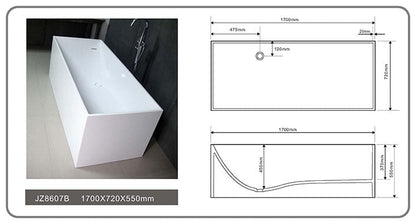 67 Inch High Quality Square Freestanding Solid Surface Tub JZ8607 by Jingzun | Souqify