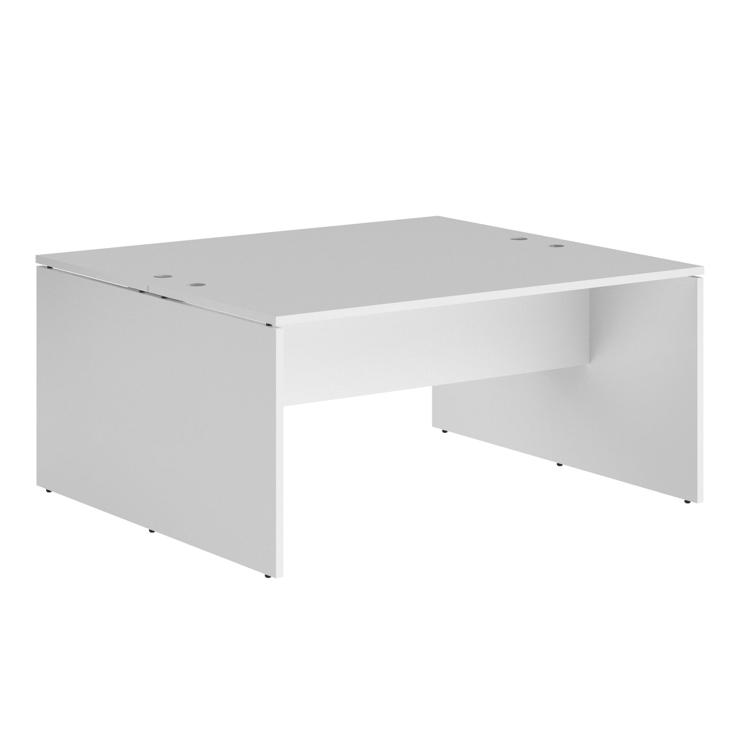 RECTANGULAR SHAPE CLUSTER OF 02 WORKSTATION, MADE IN E1 LAMINATE CHIPBOPARD, WITH WOODEN MODESTY PANEL AND LEGS