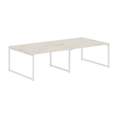 RECTANGULAR SHAPE CLUSTER OF 04 WORKSTATION MADE IN 25MM MFC TOP, E1 LAMINATE CHIPBOARD WITH WOODEN MODESTY PANEL 40X40MM METAL O SHAPE FRAMES