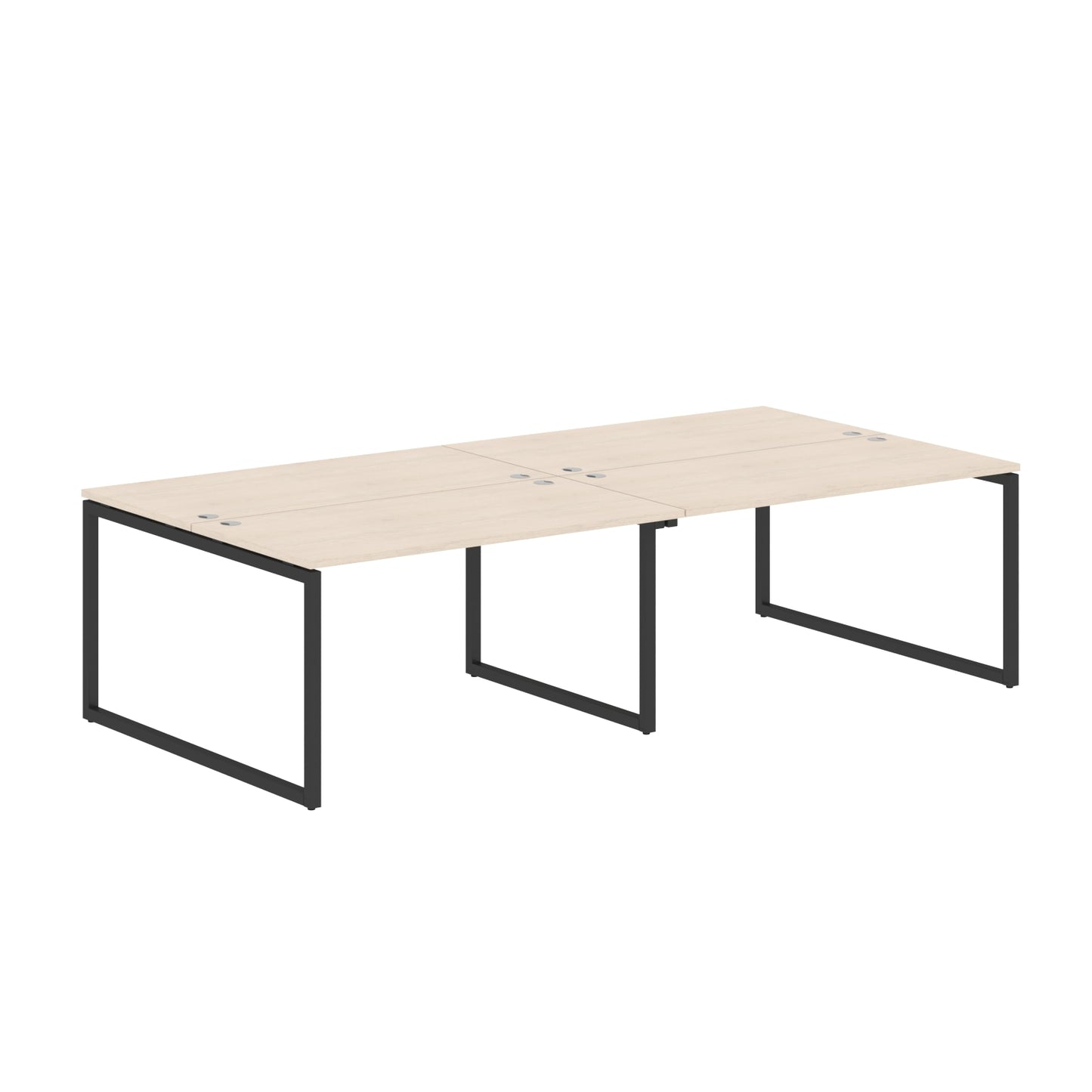 RECTANGULAR SHAPE CLUSTER OF 04 WORKSTATION MADE IN 25MM MFC TOP, E1 LAMINATE CHIPBOARD WITH WOODEN MODESTY PANEL 40X40MM METAL O SHAPE FRAMES