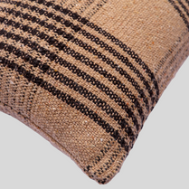 Brown Checkered Cushion Cover Brown Handwoven, 30 x 50 cm