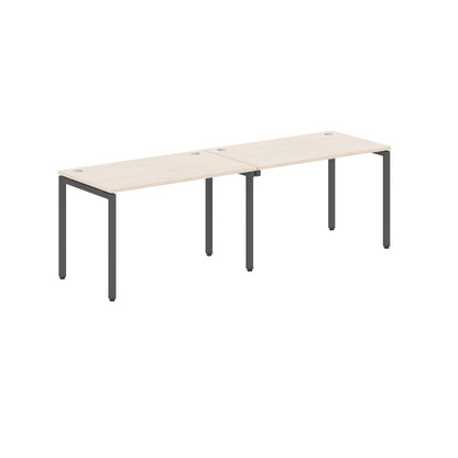 RECTANGULAR SHAPE CLUSTER OF 02 WORKSTATION MADE IN 25MM MFC TOP, E1 LAMINATE CHIPBOARD WITH WOODEN MODESTY PANEL 40X40MM METAL U SHAPE FRAMES