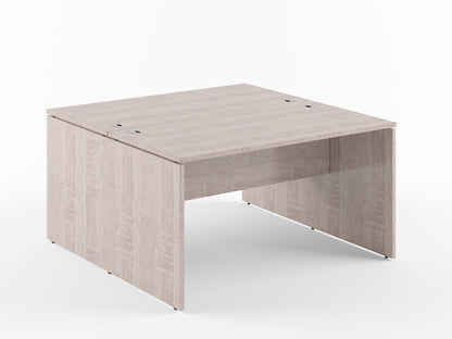 RECTANGULAR SHAPE CLUSTER OF 02 WORKSTATION, MADE IN E1 LAMINATE CHIPBOPARD, WITH WOODEN MODESTY PANEL AND LEGS