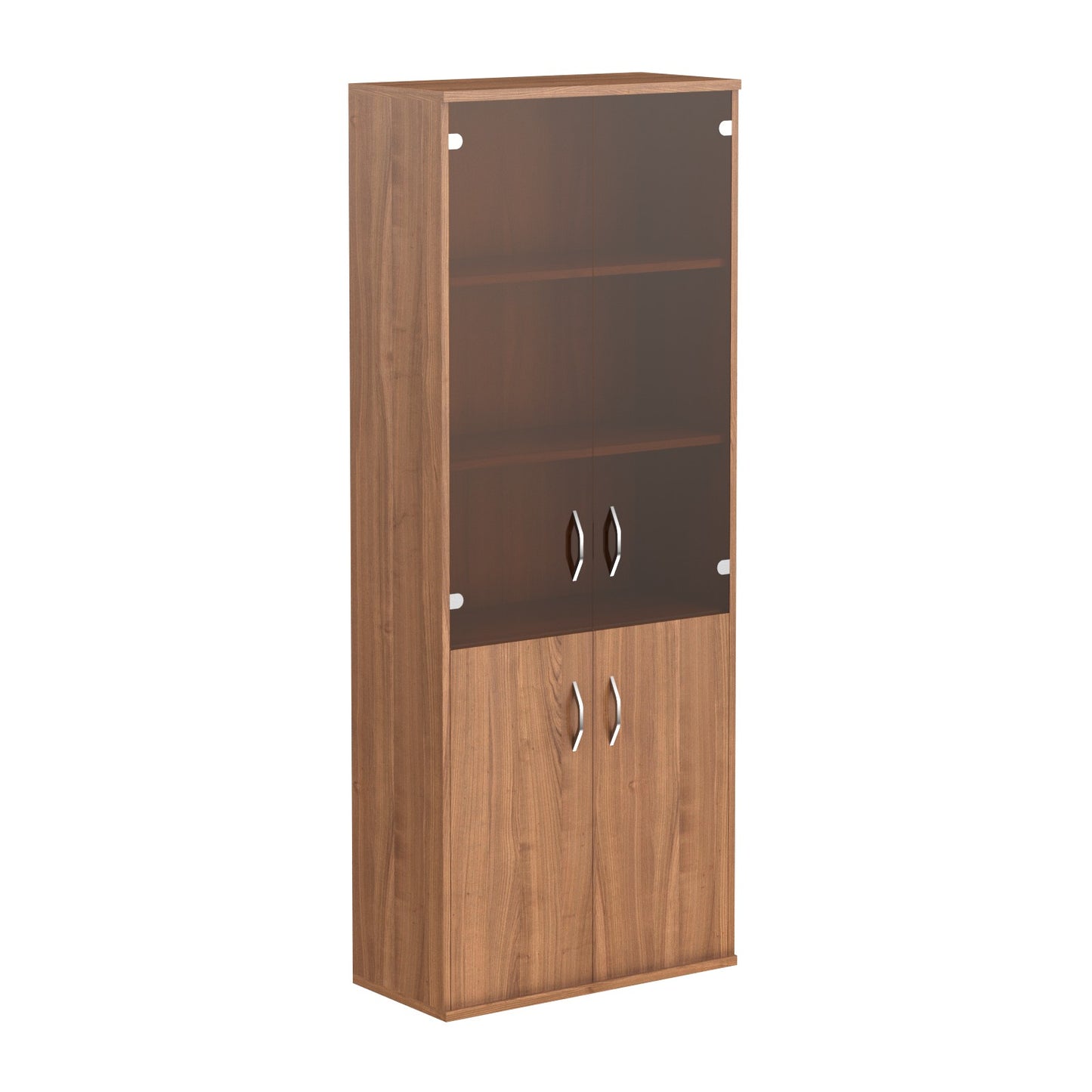FULL HEIGHT CABINET, MADE IN E1 LAMINATE CHIPBOARD, WITH UPPER GLASS AND WOODEN SWING DOORS