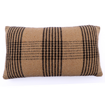 Brown Checkered Cushion Cover Brown Handwoven, 30 x 50 cm