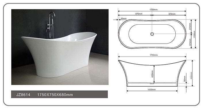 69 Inch High Quality New Style Modern Solid Surface Soak Bathtub JZ8614 by Jingzun | Souqify