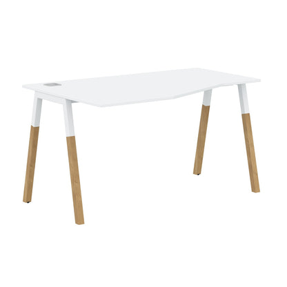 EXECUTIVE MODERN DESIGN L SHAPE DESK, MADE IN E1 LAMINATE CHIPBOPARD, WITH SLANTED SHAPE METAL/WOODEN LEGS