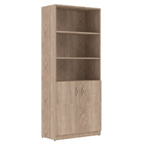 FULL HEIGHT CABINET MADE IN E1 LAMINATE CHIPBOARD WITH OPEN SHELVES AND WOODEN SWING DOORS