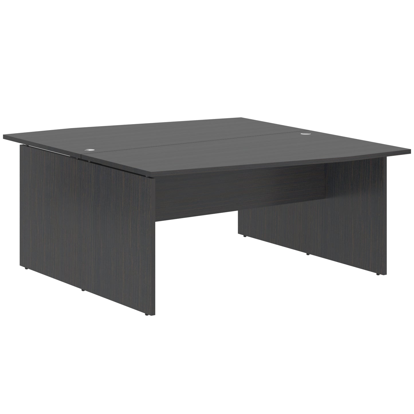 L SHAPE CLUSTER OF 02 WORKSTATION, MADE IN E1 LAMINATE CHIPBOPARD, WITH WOODEN MODESTY PANEL AND LEGS