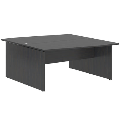 L SHAPE CLUSTER OF 02 WORKSTATION, MADE IN E1 LAMINATE CHIPBOPARD, WITH WOODEN MODESTY PANEL AND LEGS