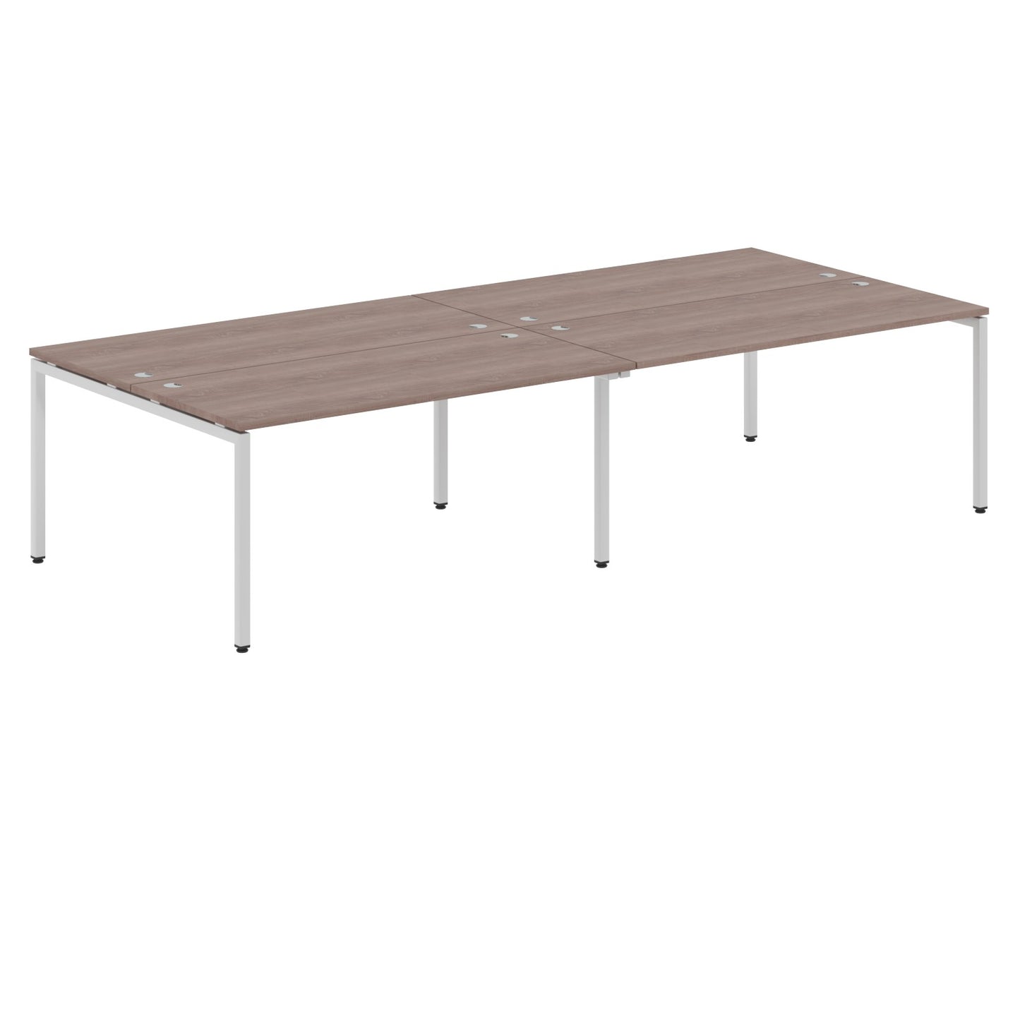 RECTANGULAR SHAPE CLUSTER OF 04 WORKSTATION MADE IN 25MM MFC TOP, E1 LAMINATE CHIPBOARD WITH WOODEN MODESTY PANEL 40X40MM METAL U SHAPE FRAMES