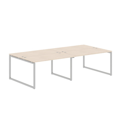 RECTANGULAR SHAPE CLUSTER OF 04 WORKSTATION MADE IN 25MM MFC TOP, E1 LAMINATE CHIPBOARD WITH WOODEN MODESTY PANEL 40X40MM METAL O SHAPE FRAMES