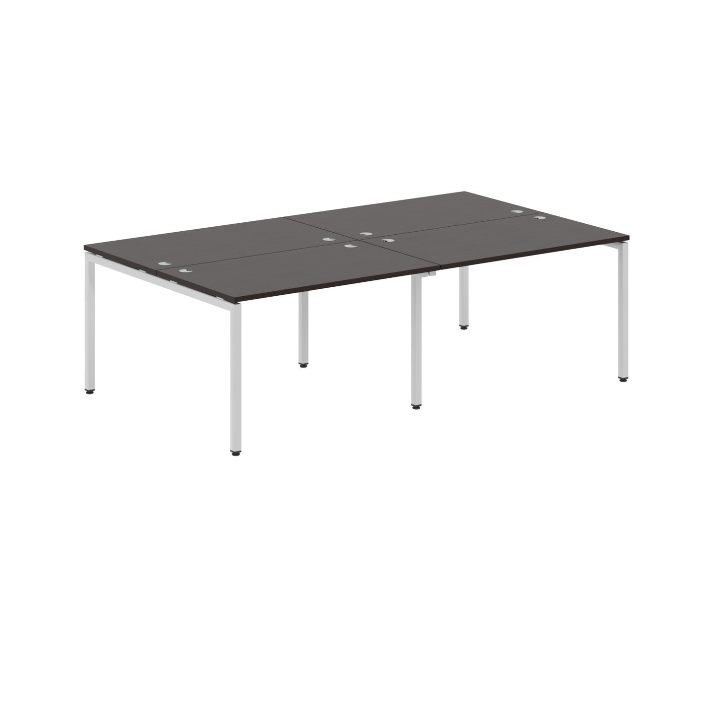 RECTANGULAR SHAPE CLUSTER OF 04 WORKSTATION MADE IN 25MM MFC TOP, E1 LAMINATE CHIPBOARD WITH WOODEN MODESTY PANEL 40X40MM METAL U SHAPE FRAMES