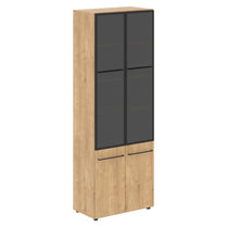 FULL HEIGHT CABINET, MADE IN E1 LAMINATE CHIPBOARD, WITH GLASS AND WOODEN SWING DOORS