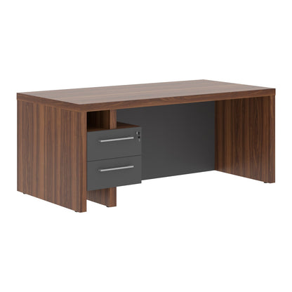 HIGH EXECUTIVE RECTANGULAR SHAPE DESK, MADE IN E1 LAMINATE CHIPBOARD, WITH FULL WOODEN MODESTY PANEL AND LEGS, INCLUDING WITH ATTACHED DRAWERS