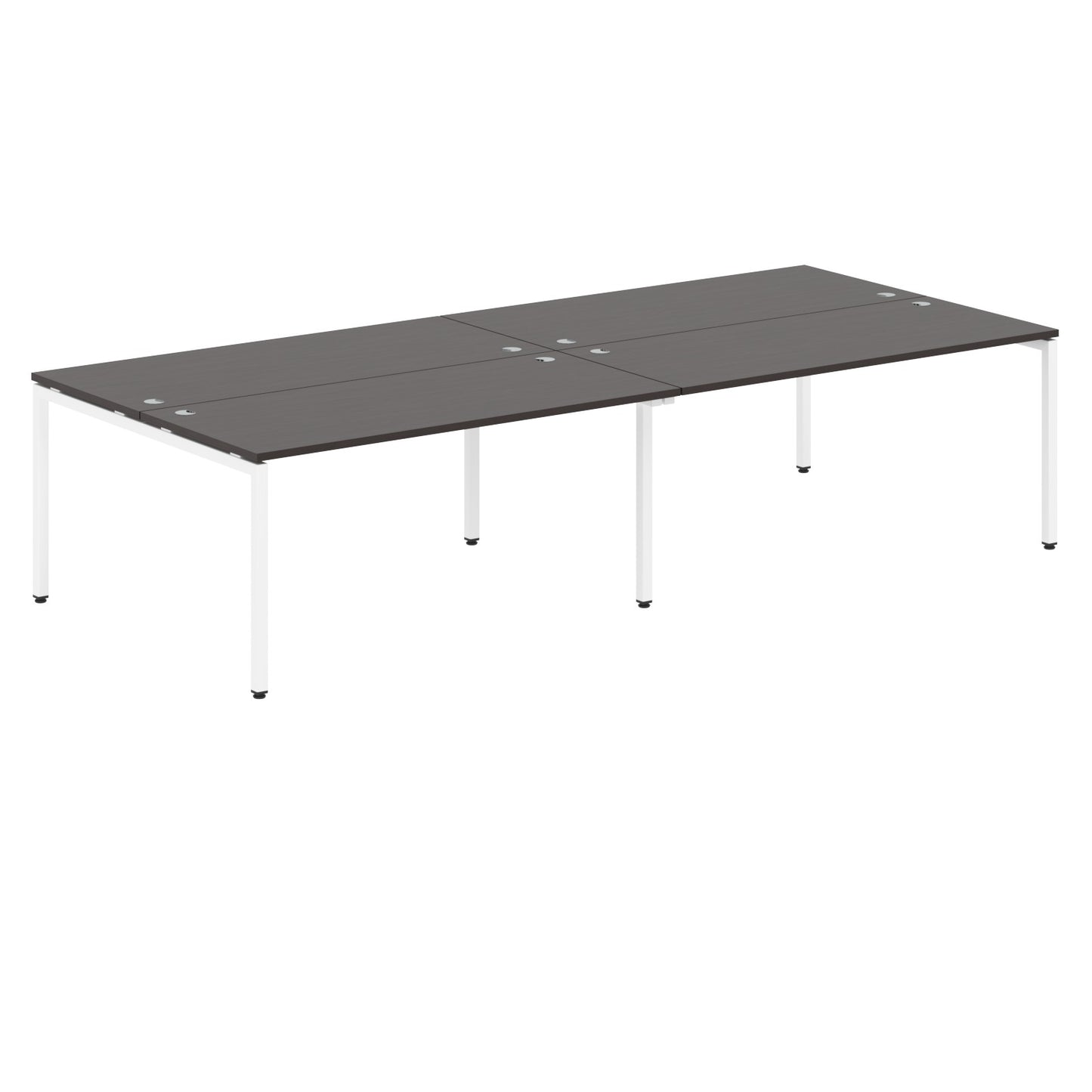 RECTANGULAR SHAPE CLUSTER OF 04 WORKSTATION MADE IN 25MM MFC TOP, E1 LAMINATE CHIPBOARD WITH WOODEN MODESTY PANEL 40X40MM METAL U SHAPE FRAMES